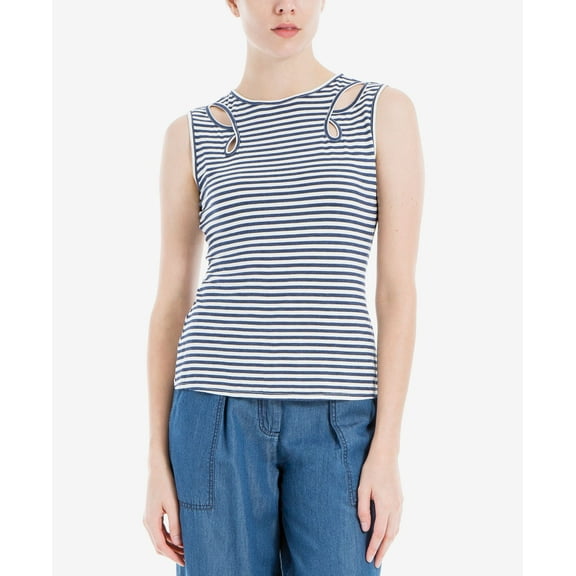 Max Studio London Cutout Tank Top Womens shirt MSRP $48 Blue XL
