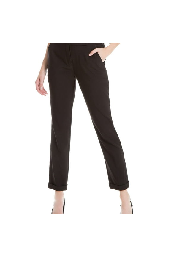 London Womens Buckle Casual Trouser Pants, Black, 12
