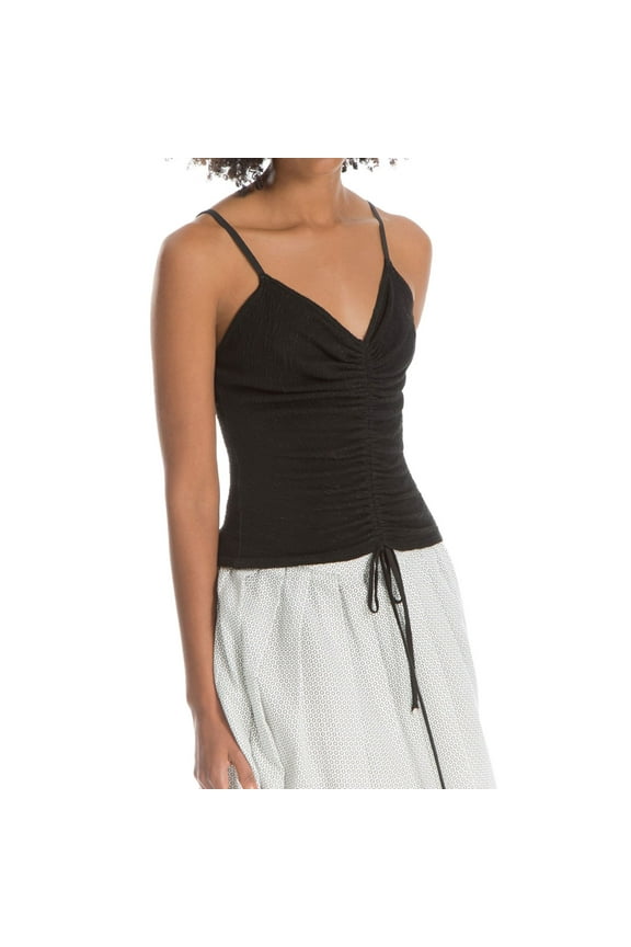 London Womens Cinch-Tie Cami Tank Top, Black, X-Large