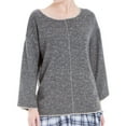 thumbnail image 1 of Max Studio London Womens Contrast-Trim Pullover Sweater, Grey, Large, 1 of 3