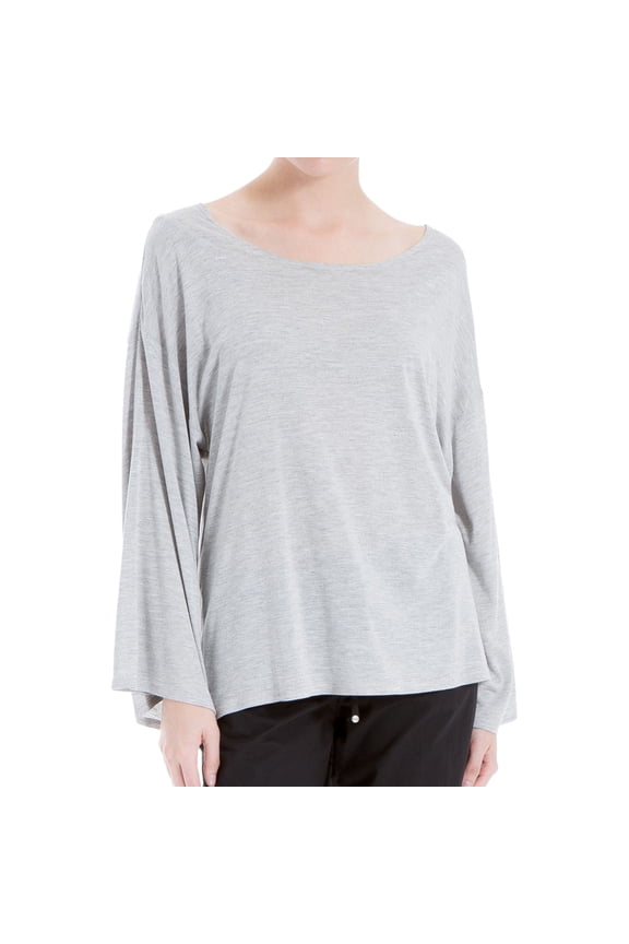 London Womens DRAPED-SLEEVE Basic T-Shirt, Grey, X-Large