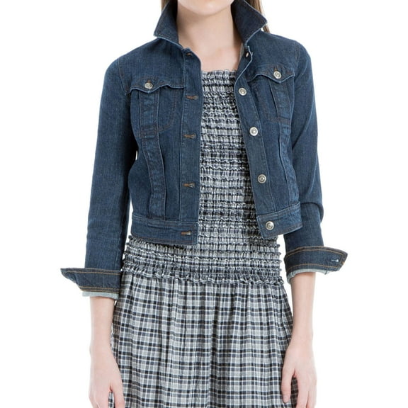 Max Studio London Womens Denim Jacket, Blue, Medium