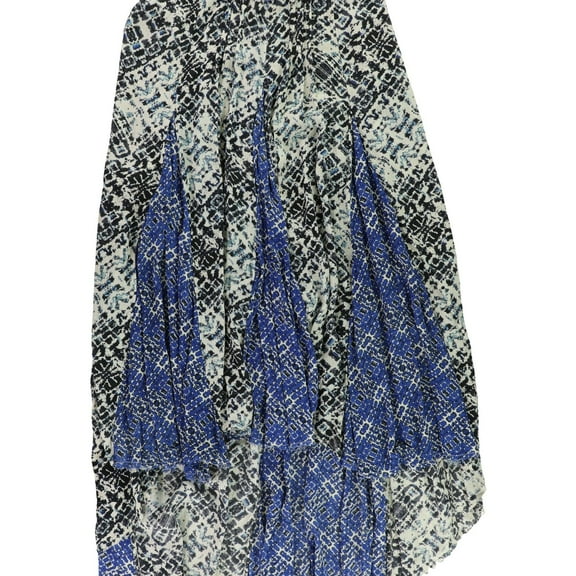 Max Studio London Womens Graphic Printed Maxi Skirt, Blue, Large