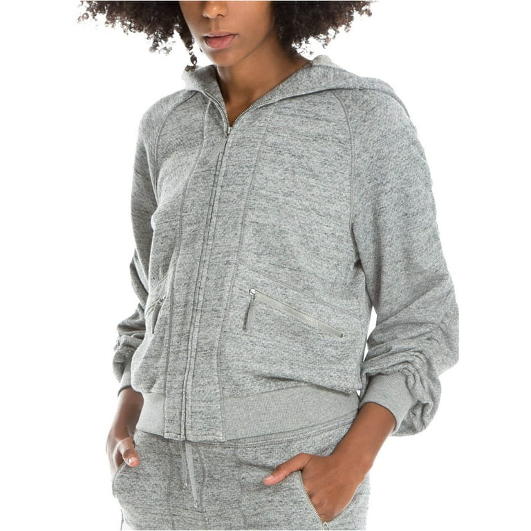 Max Studio London Womens Heathered Hoodie Sweatshirt Grey Small