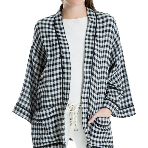 Max Studio London Womens Kimono Wrap Jacket, Black, Small