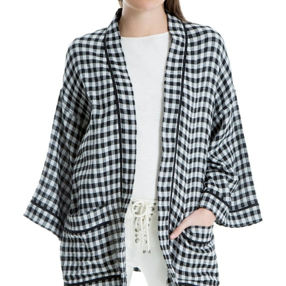 Max Studio London Womens Kimono Wrap Jacket, Black, Small