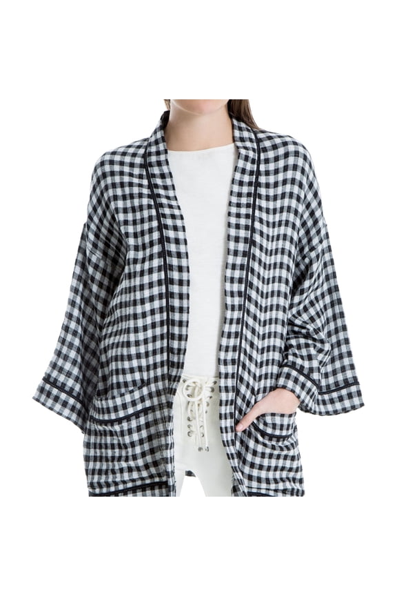 London Womens Kimono Wrap Jacket, Black, Small