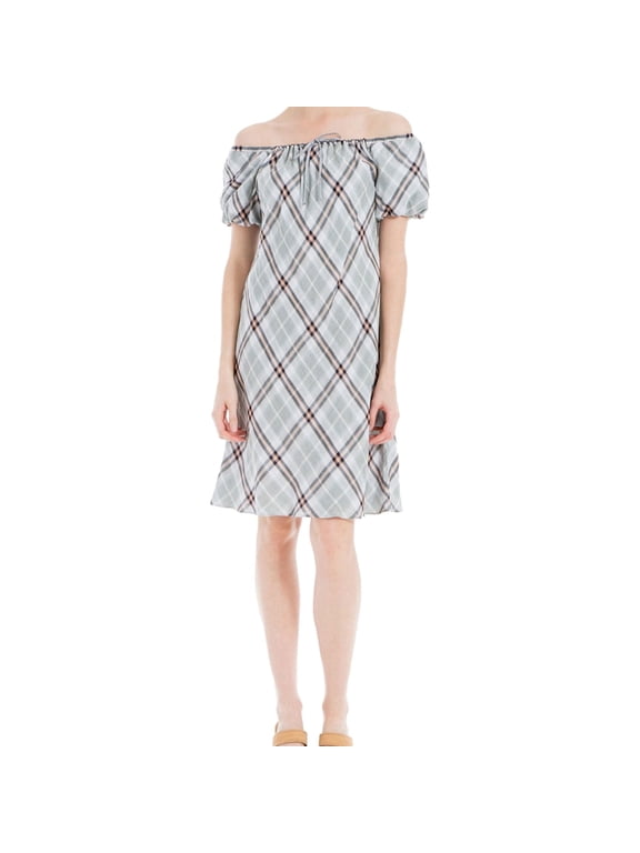 London Womens Off The Shoulder Shift Dress, Grey, Small