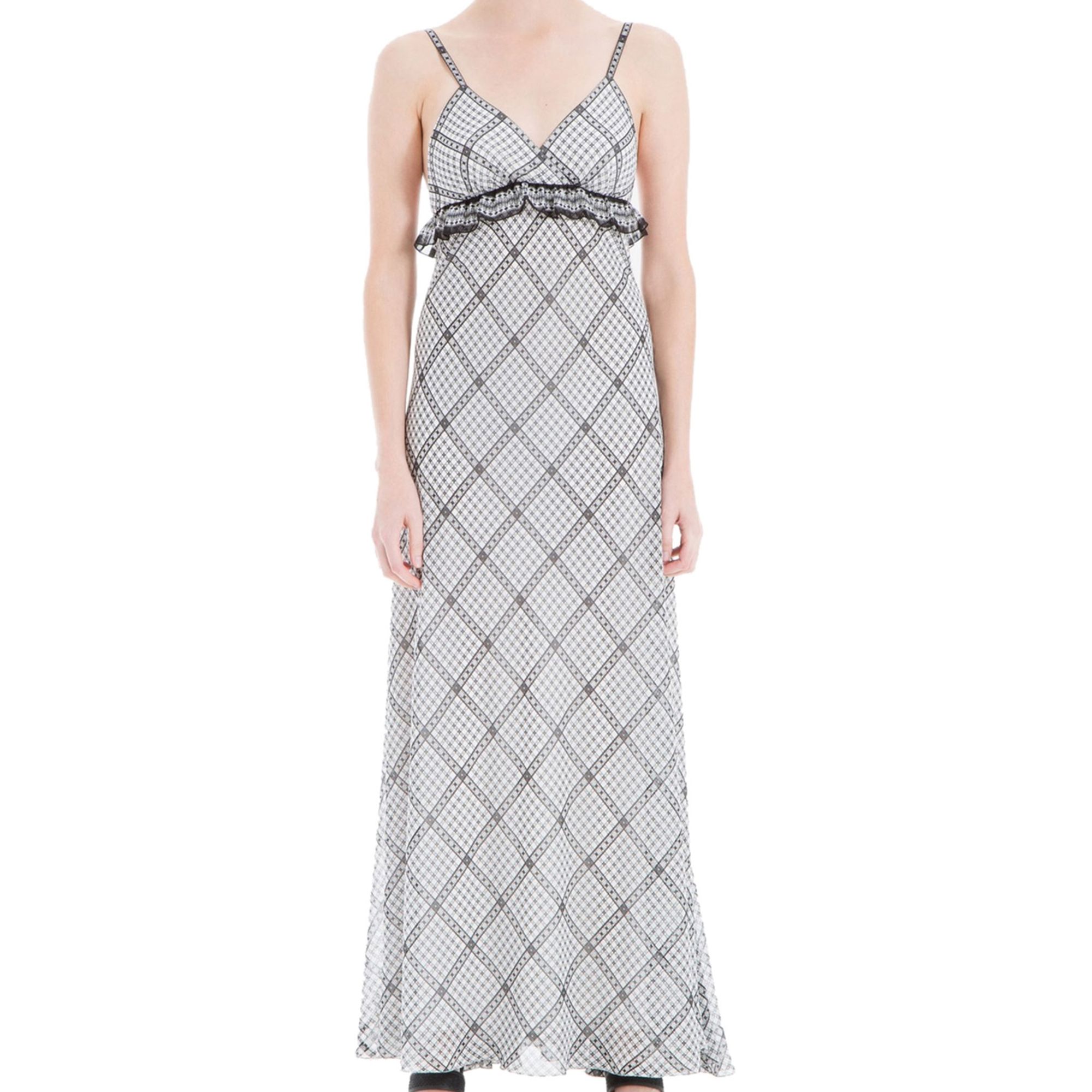 chinese dress ladies Max Studio Tie Neck Bubble Sleeve Tiered Maxi Dress