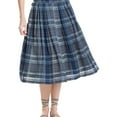 thumbnail image 1 of Max Studio London Womens Plaid Midi Skirt, Blue, Medium, 1 of 4