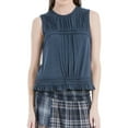 thumbnail image 1 of Max Studio London Womens Pleated Knit Blouse, Blue, Medium, 1 of 2