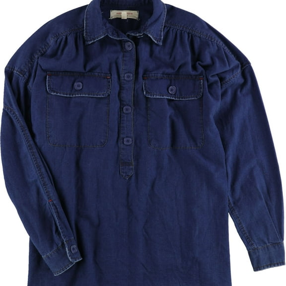 Max Studio London Womens Pocket Knit Blouse, Blue, XS/S