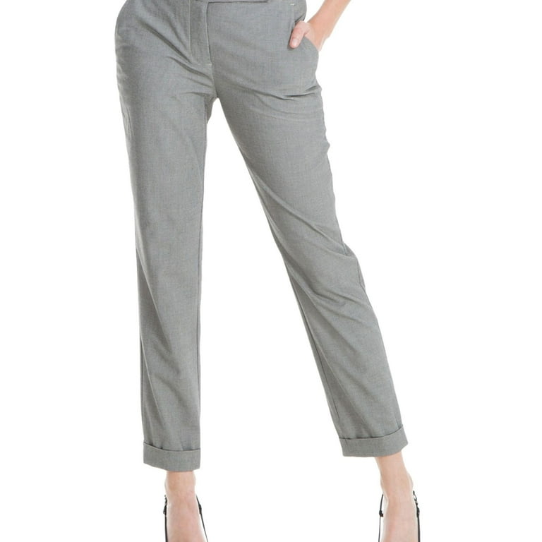 Max Studio London Womens Printed Straight-Leg Dress Pants, Grey, 2