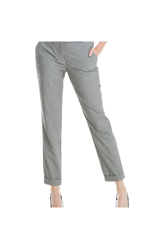 London Womens Printed Straight-Leg Dress Pants, Grey, 2