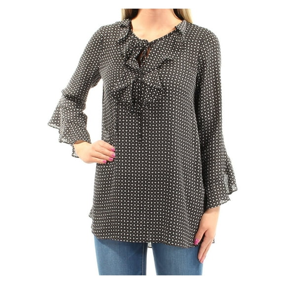 Max Studio London Womens Ruffled Knit Blouse, Black, X-Small