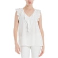 thumbnail image 1 of Max Studio London Womens Ruffled Knit Blouse, White, Medium, 1 of 2