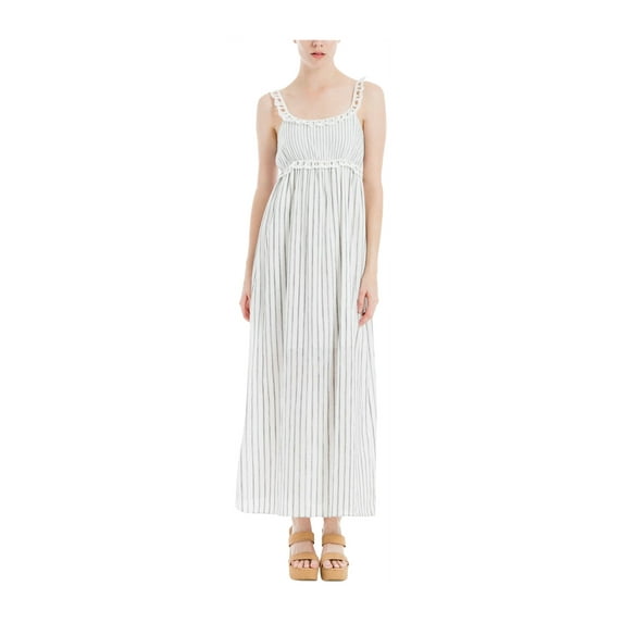 Max Studio London Womens Ruffled Maxi Dress, White, Small