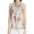 thumbnail image 1 of Max Studio London Womens Ruffled Trim Knit Blouse, Off-White, Small, 1 of 2