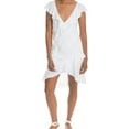 thumbnail image 1 of Max Studio London Womens Ruffled Trim Mini Dress, White, Medium, 1 of 1