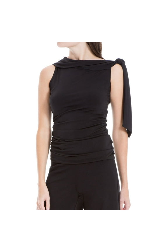 London Womens Shoulder Tie Knit Blouse, Black, Large