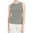 thumbnail image 1 of Max Studio London Womens Stripe Cutout Tank Top, Black, X-Small, 1 of 1