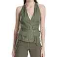 thumbnail image 1 of Max Studio London Womens Surplice Vest Blouse, Green, X-Small, 1 of 1