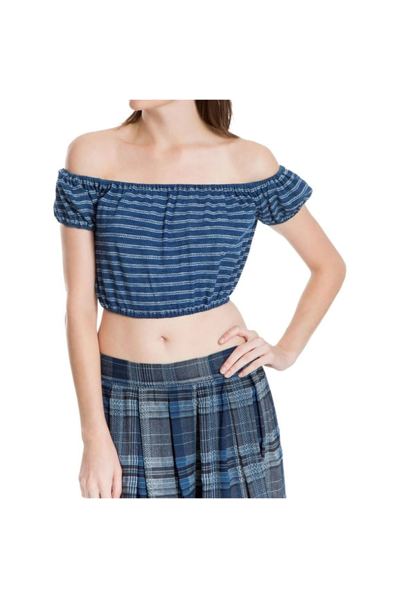 London Womens Textured Basic T-Shirt, Blue, Medium