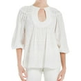 thumbnail image 1 of MAX STUDIO $78 Womens New 1183 White Cut Out Textured Crochet Trim Top L B+B, 1 of 2
