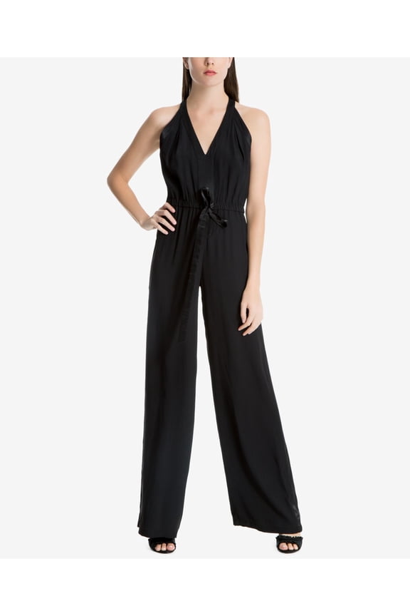 London Womens Tie Jumpsuit, Black, Large