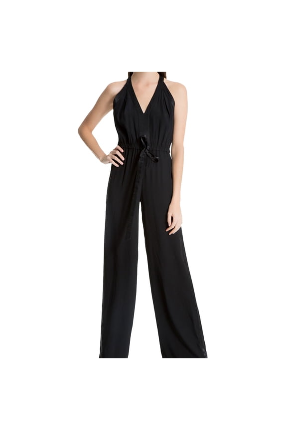 London Womens Tie Jumpsuit, Black, Medium