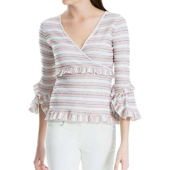 Max Studio London Womens Zig Zag Knit Blouse, Multicoloured, X-Small