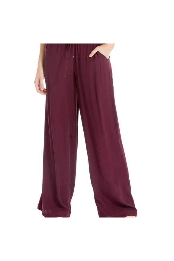 London Womens palazzo Casual Wide Leg Pants, Red, Small