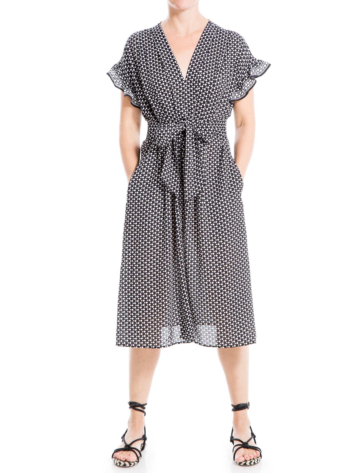 Max Studio Women's Short Sleeve Midi Waisted Crepe Dress - image 1 of 3