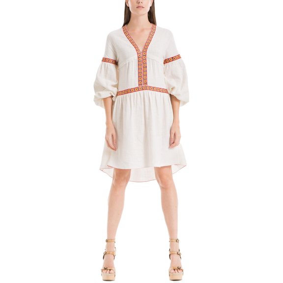 MAX STUDIO $148 Womens New 1044 Ivory Embroidered Long Sleeve Shift Dress L B+B