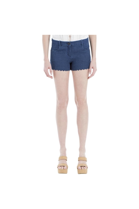 Womens Flat Front Mid-Rise Denim Shorts