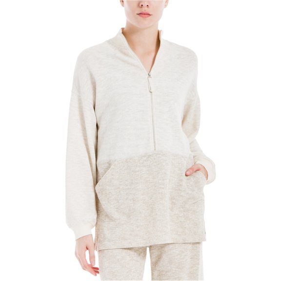 Max Studio Womens Heathered 1/2 Zip Pullover Sweater
