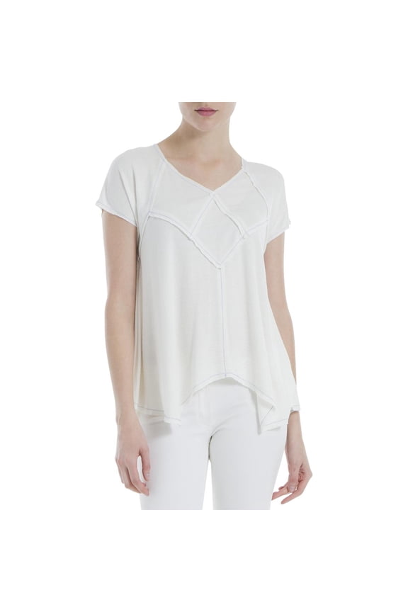 Womens Nicolette Textured Asymmetric Casual Top White XS
