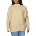 thumbnail image 1 of Max Studio Womens Oversized Ribbed Mock Turtleneck Sweater Beige XL, 1 of 4