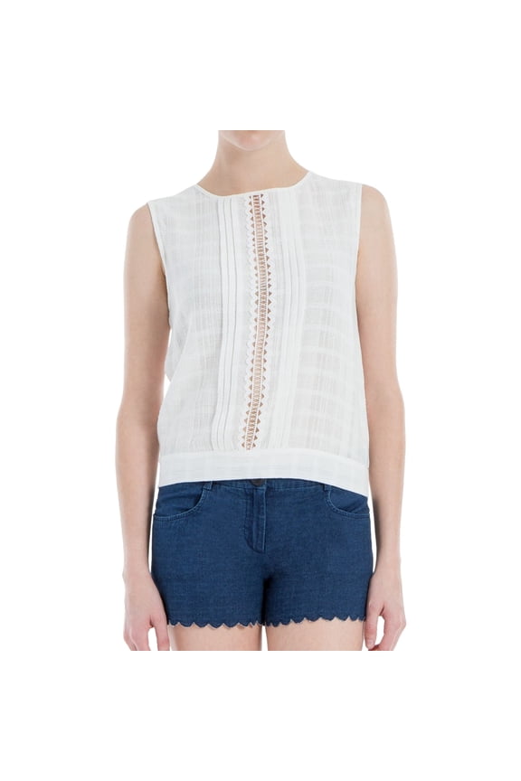 London Womens Textured Knit Blouse, White, Small