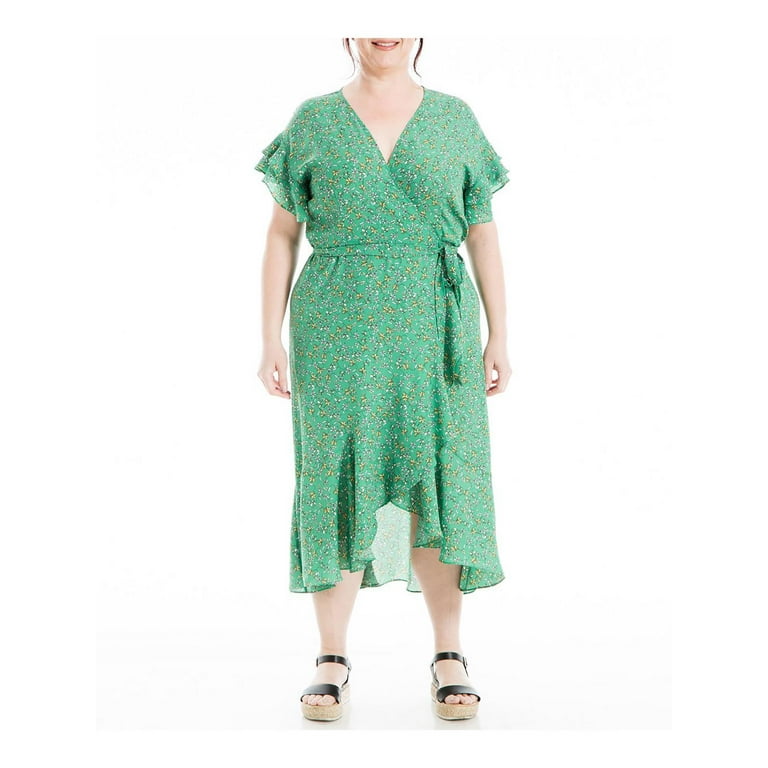 Max Studio Womens Plus Floral Midi Wrap Dress Walmart