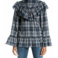 thumbnail image 1 of Max Studio London Womens Ruffled Knit Blouse, Blue, Large, 1 of 2