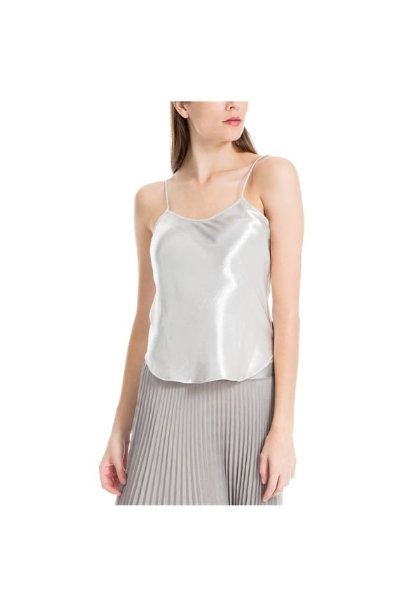 $58 Womens New 1227 Silver Satin Spaghetti Strap Tank Top XS B+B