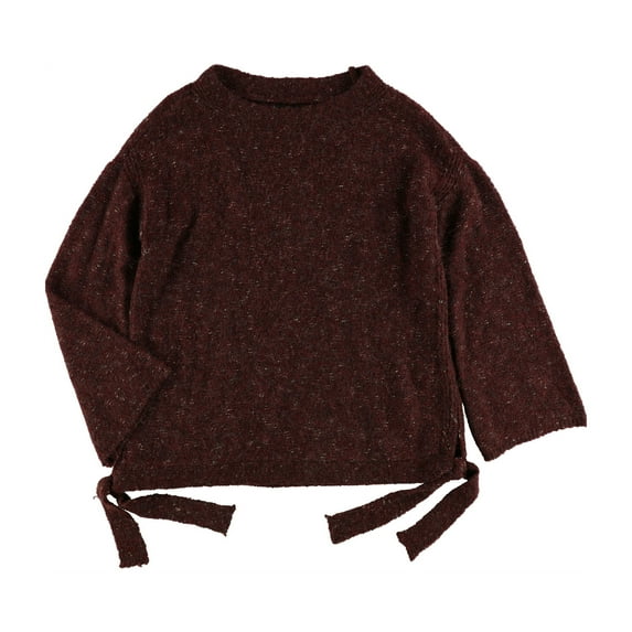 Max Studio London Womens Side-Tie Melange Knit Sweater, Red, Large