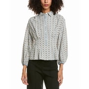 Max Studio womens 3/4-Sleeve Pleat Front Blouse, s, Blue