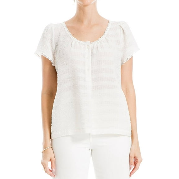 Max Studio womens  Button Front Blouse, XL