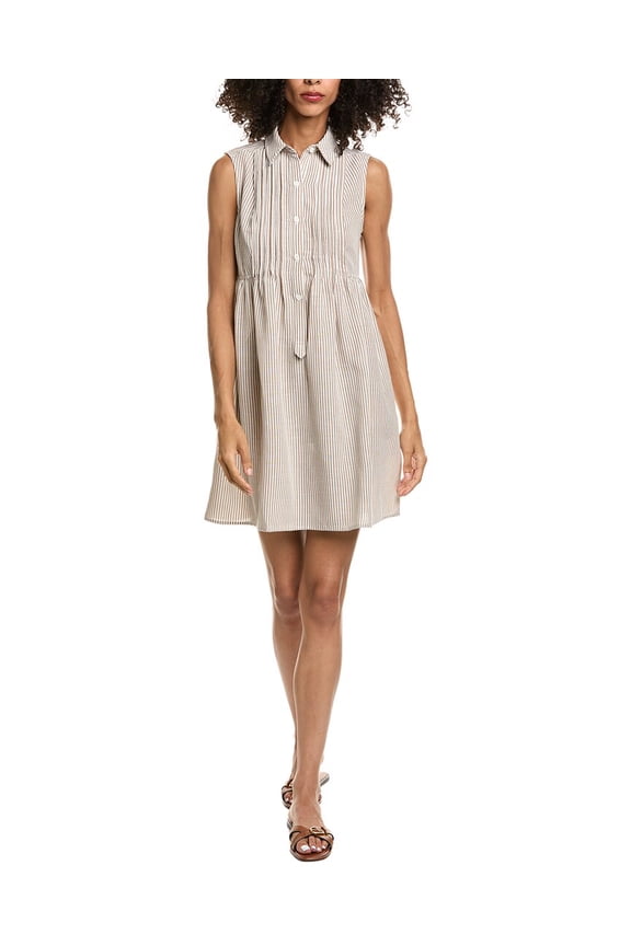 womens  Cap Sleeve Front Pleat Mini Dress, xs, White