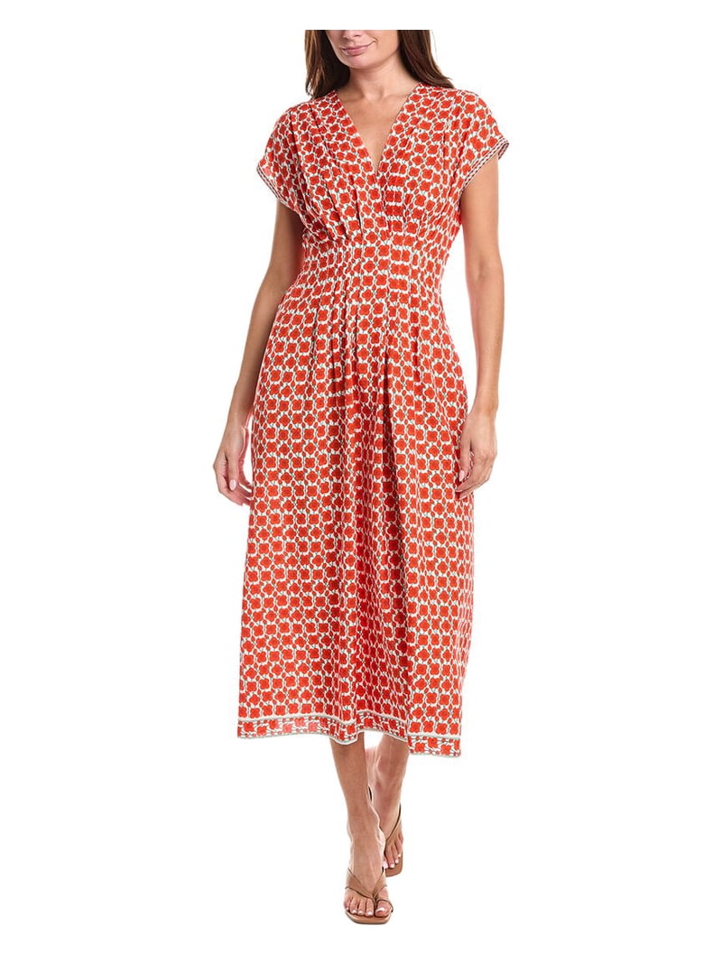 Max Studio womens Cap Sleeve Front Tuck Midi Dress, l, White