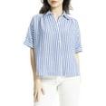 thumbnail image 1 of Max Studio womens  Collared Button-Front Blouse, xs, Blue, 1 of 3