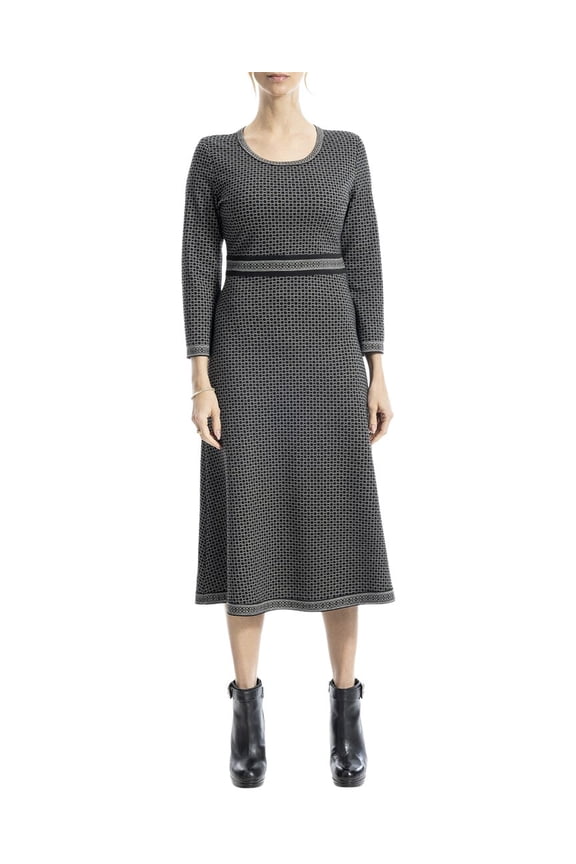 womens Double Knit Midi Dress, xs, Black