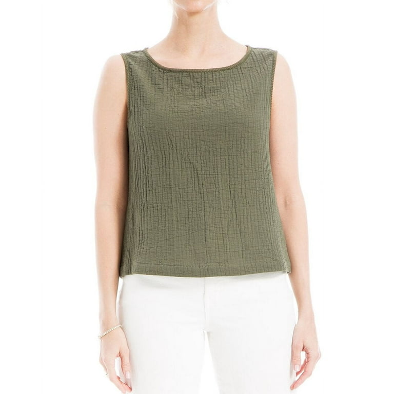 Max Studio womens Double Weave Crinkle Linen Blend Shell S Walmart